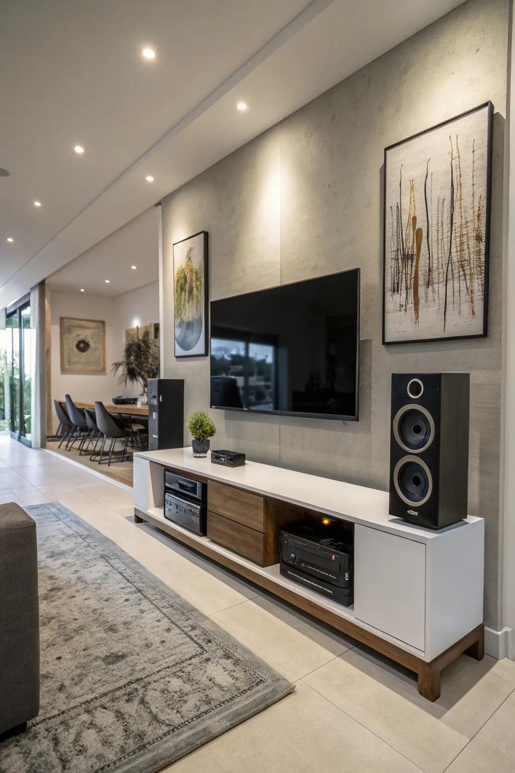 A sound arrangement beneath your TV elevates your viewing pleasure.