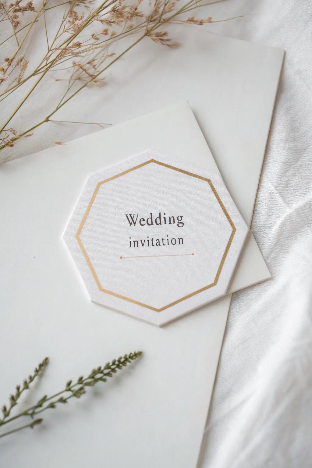 Geometric figures impart a modern flair to wedding announcements.
