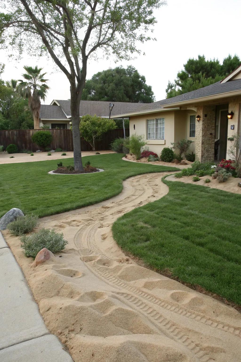 Increase your home's street-side appeal with unique sand features.