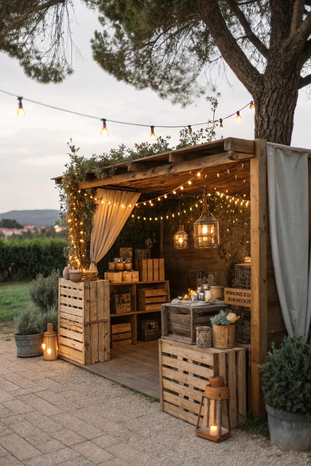 An inviting outdoor Valentine's station with country charm.