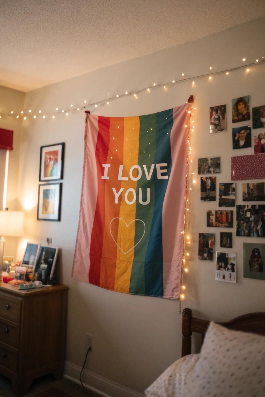 A love pennant adds a personal touch to your Valentine’s decor.