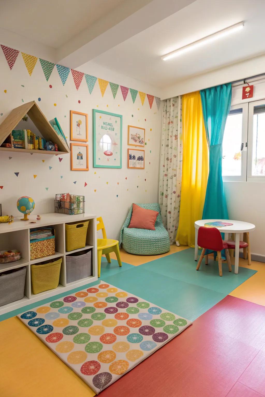 Incorporate a dash of color to your floors for a lively vibe.