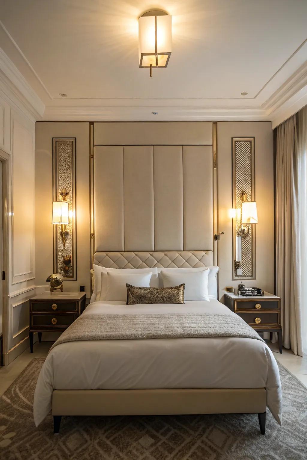 Wall lamps enrich both style and function in the bedroom.