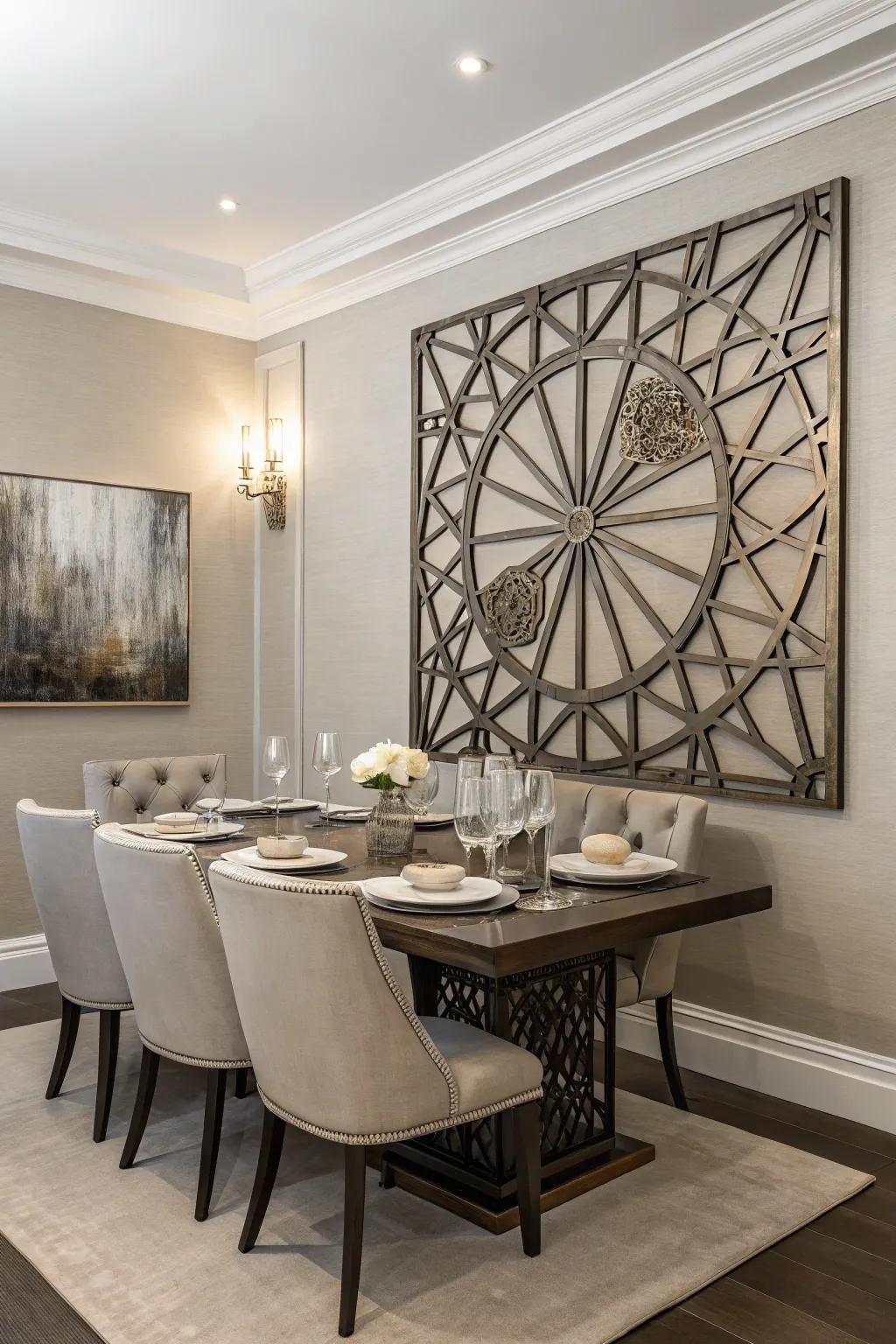 Metallic art introduces a refined feel and luminosity.