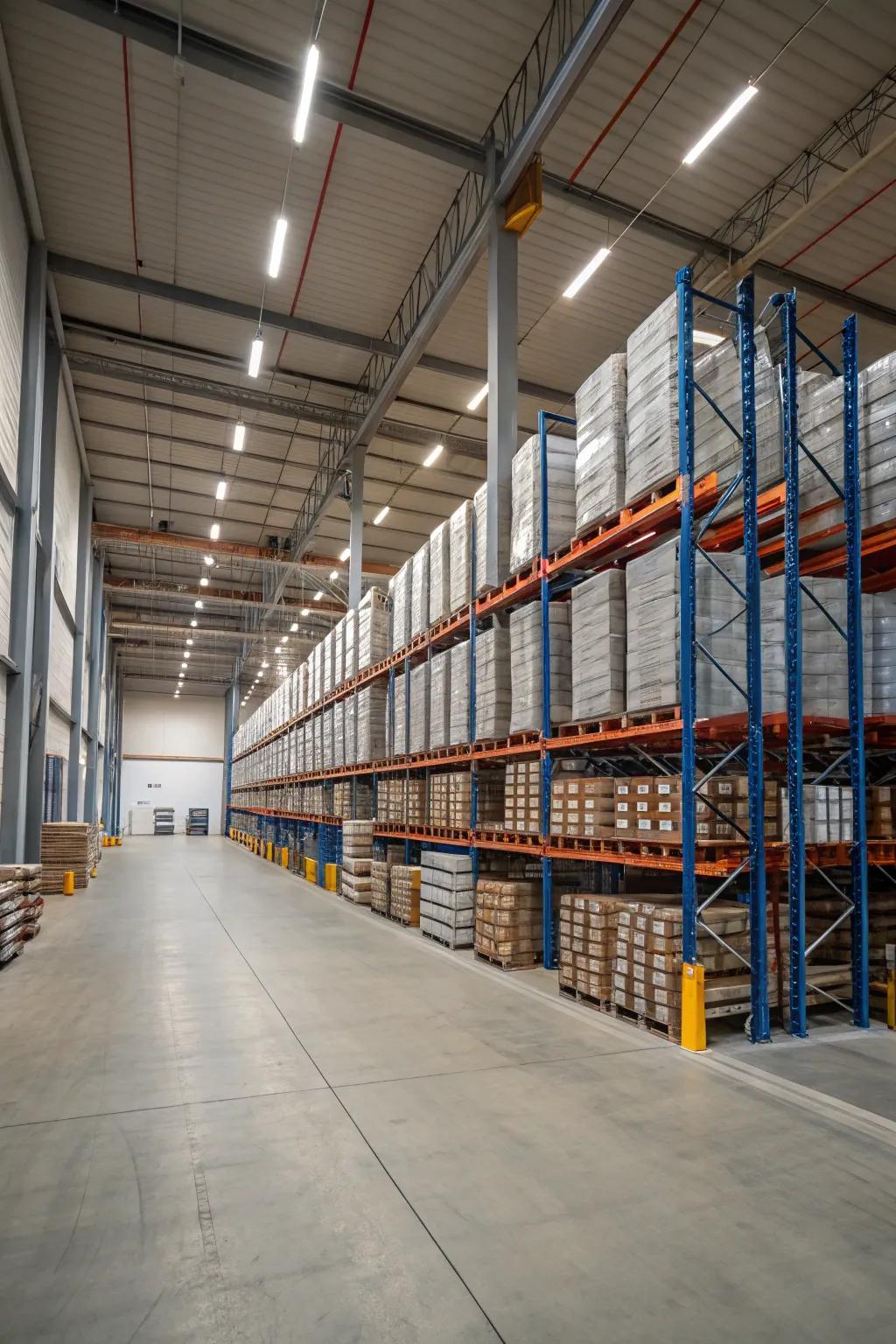 Pallet stacking improves storage usage and accessibility.
