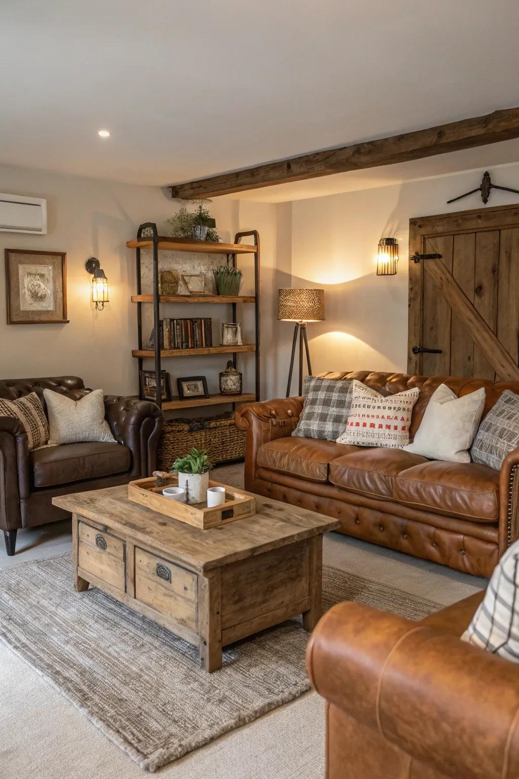 A balanced mix of classic and new pieces within a lounge.
