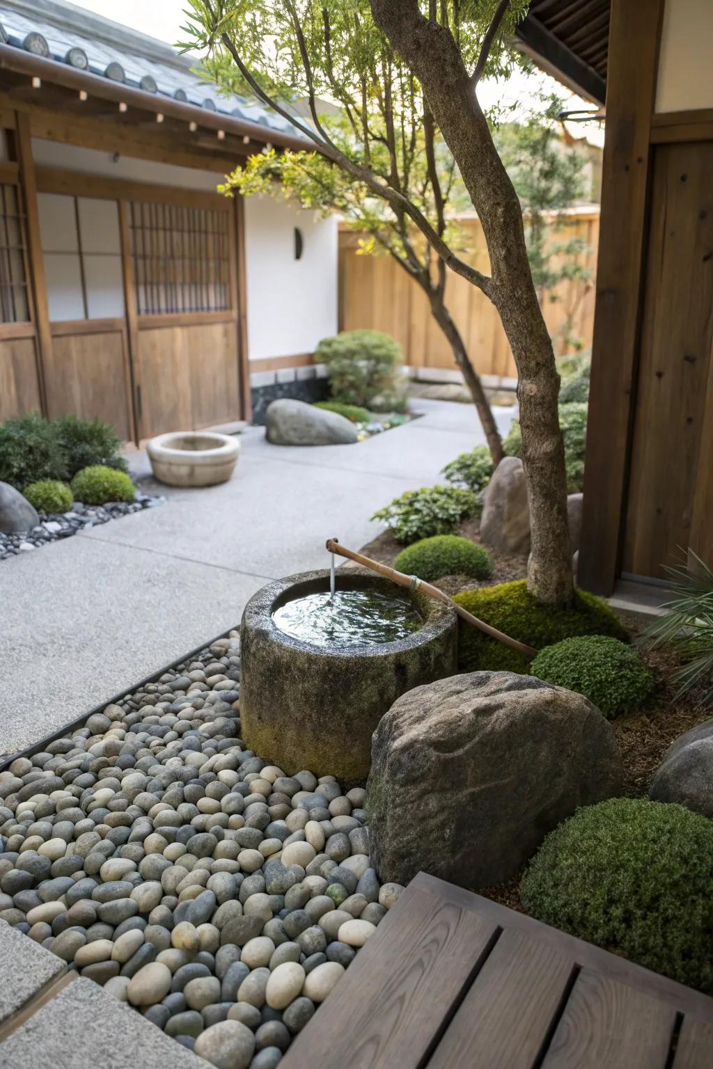 Japanese-inspired water features introduce a Zen-like ambiance to your garden.