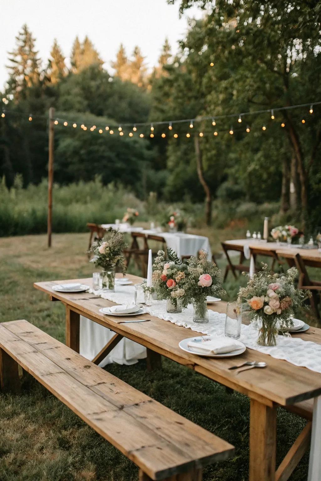 Outdoor environments provide a rustic allure ideal for weddings.