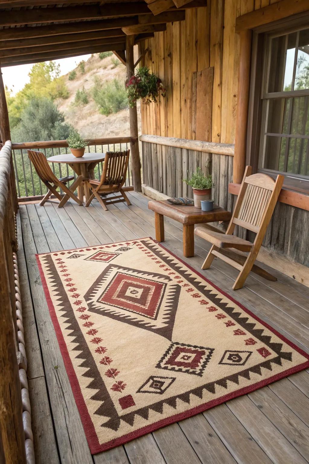 Patterned rugs bring color and feel.