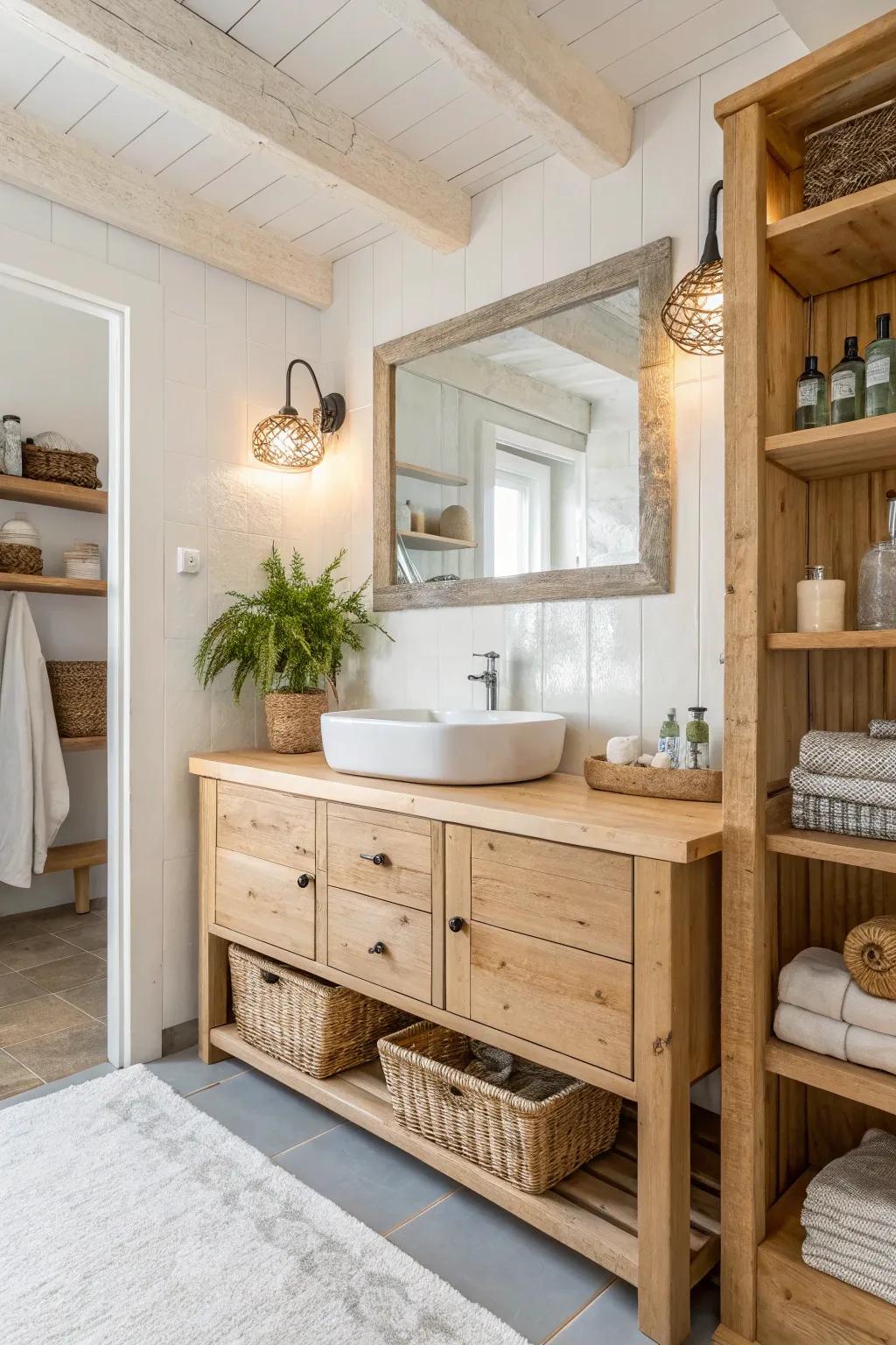 Raw wood components infuse warmth into the design.