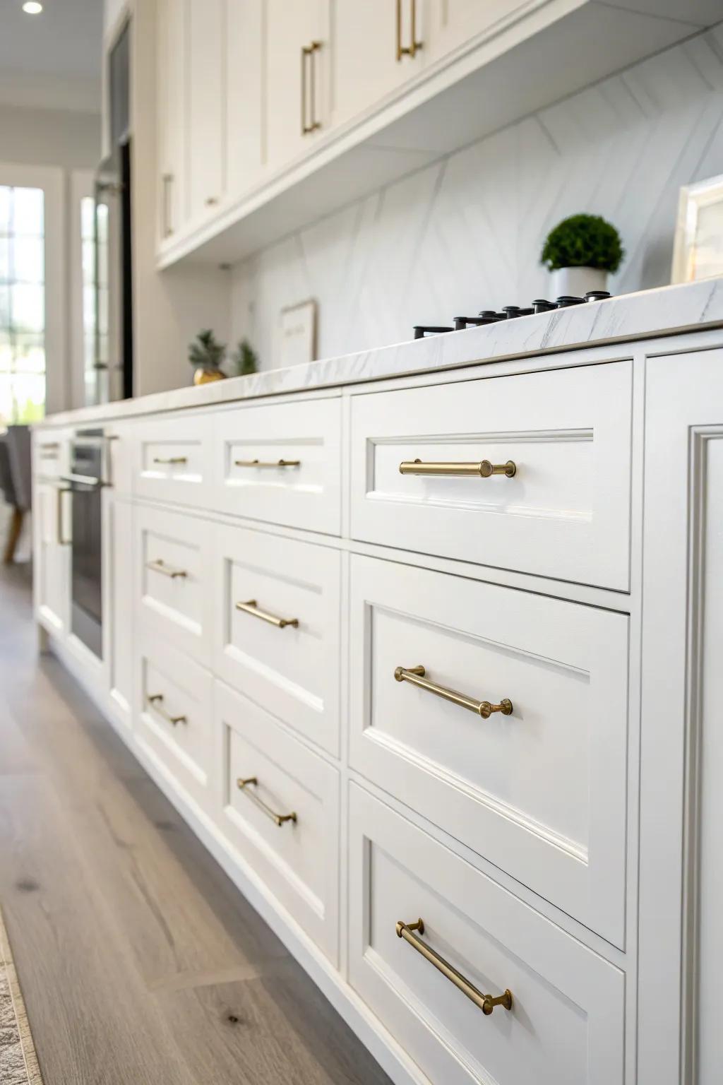 Integrated pulls for a seamless and modern kitchen design.