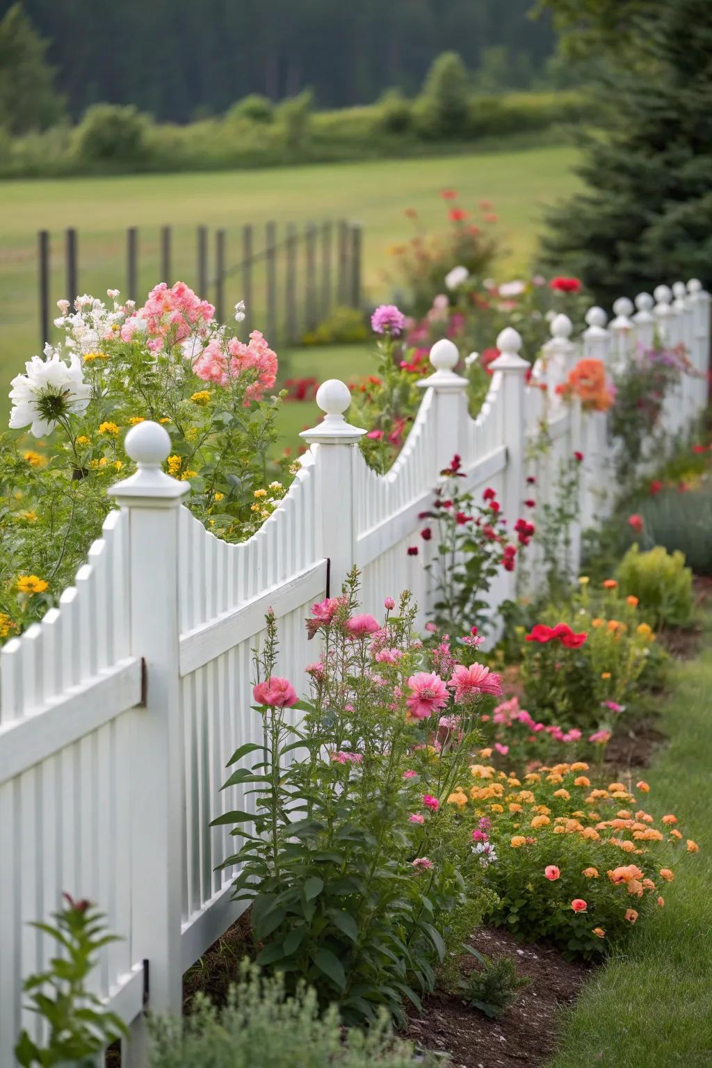 An undulating trim fence enriches any garden with a playful and elegant touch.