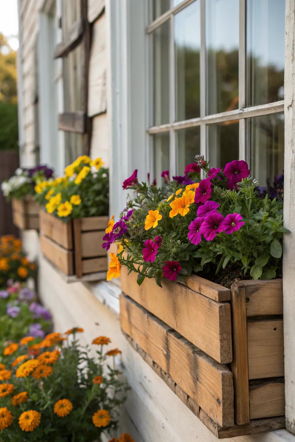 Vibrant window boxes inject vibrancy and charm into your home's exterior.