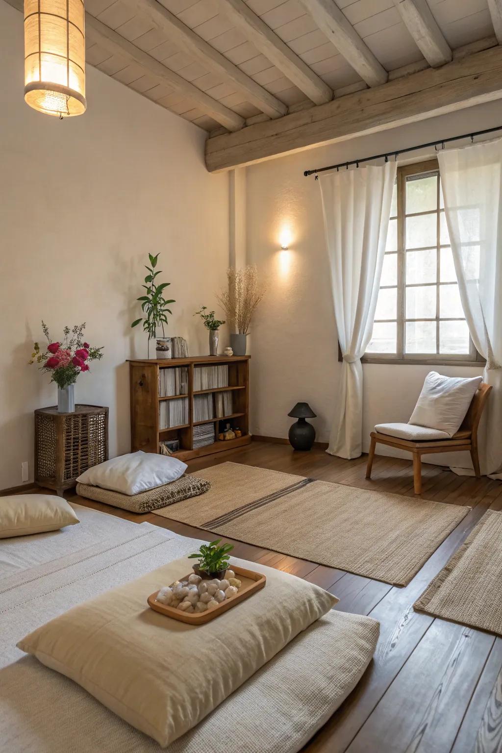 A minimalist haven of peace and simplicity.