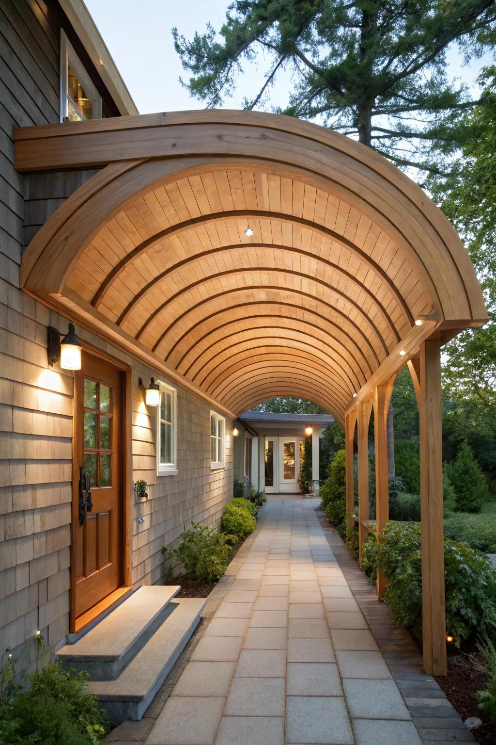 A rounded shelter adds an artistic touch.