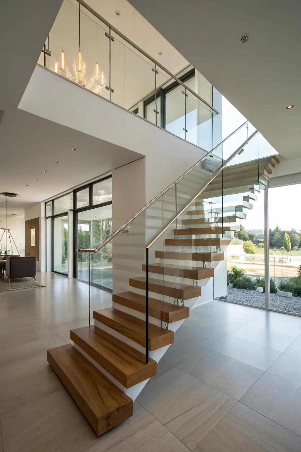 Airy beauty: drifting steps with clean rails.