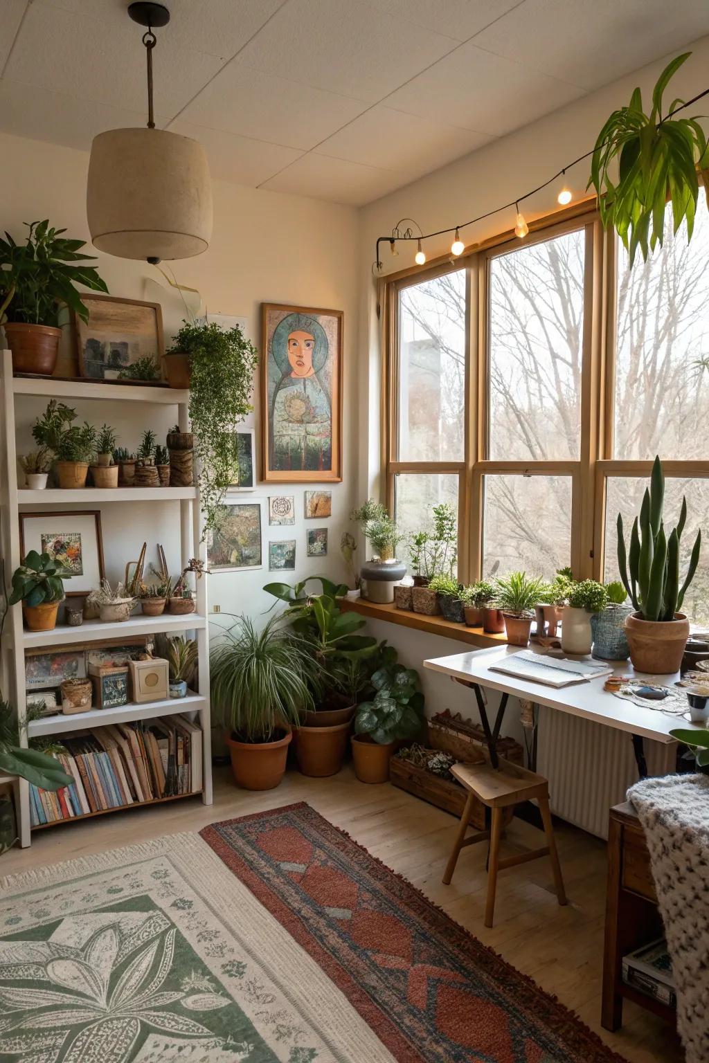 Personal touches turn a studio into a creative home.