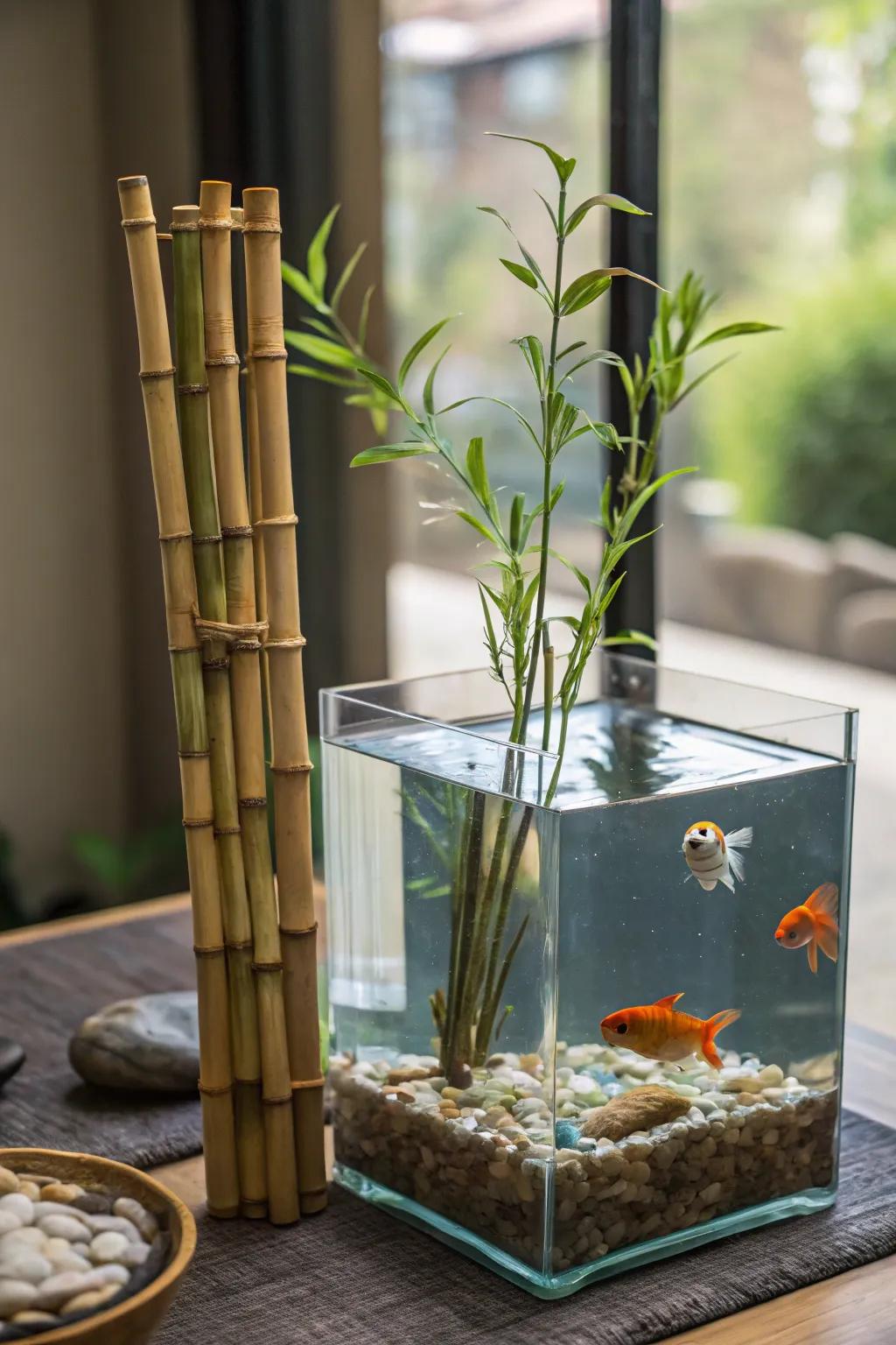 The height and organic feel comes from the bamboo elements.