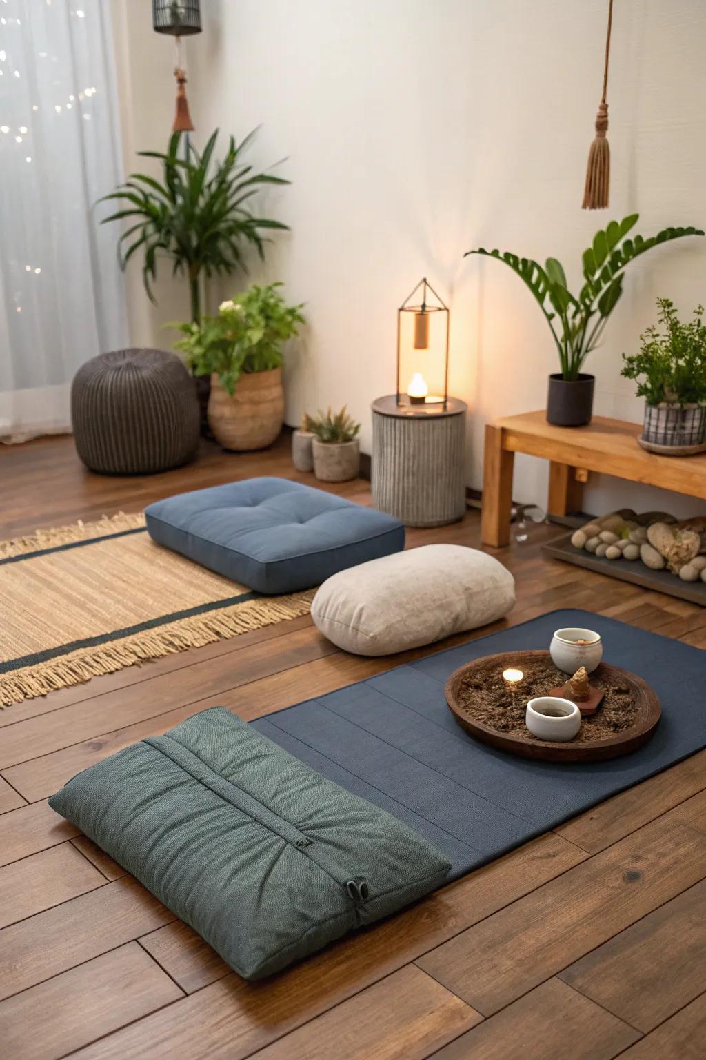 A dedicated relaxation area for meditation and mindfulness.