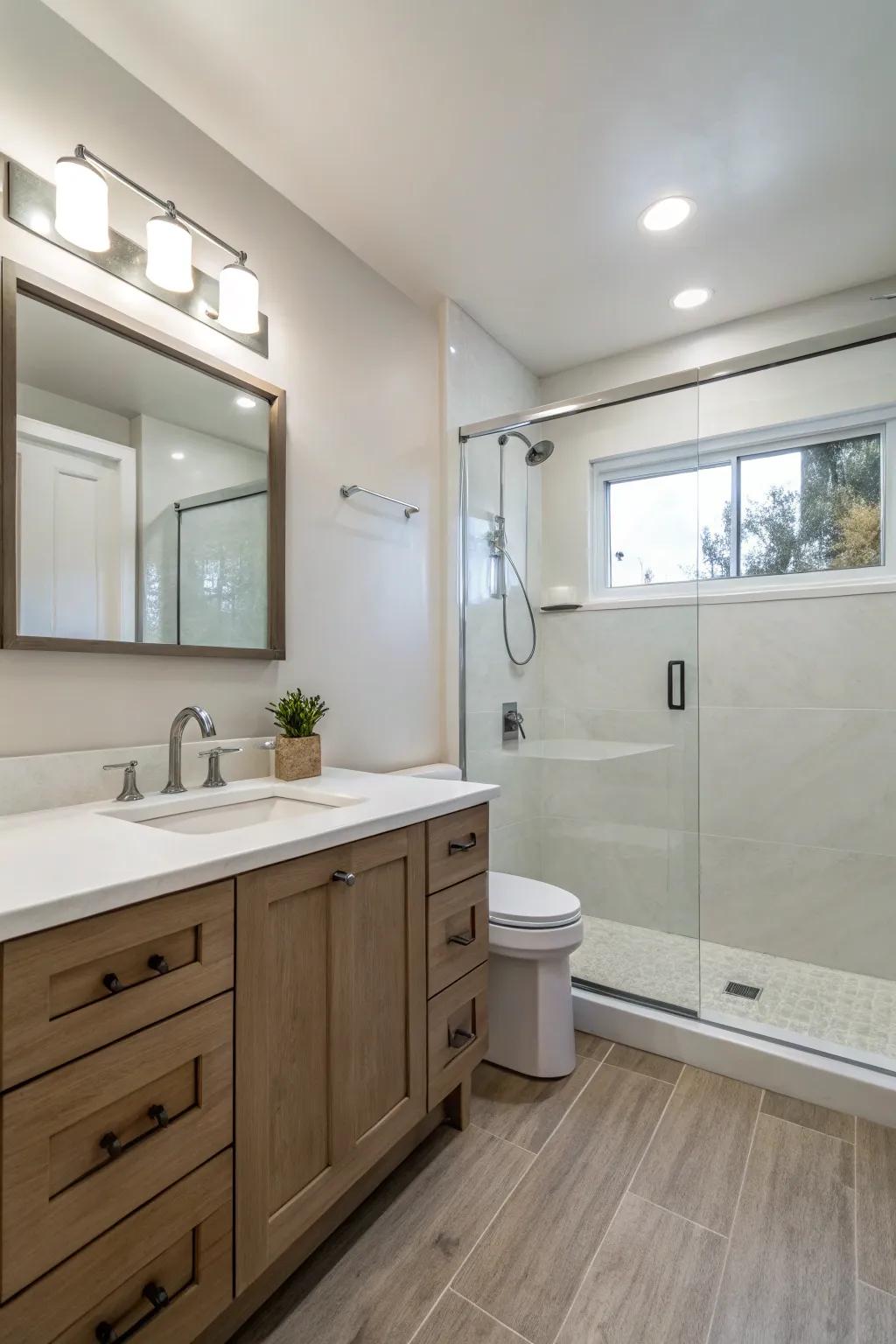 Zen minimalist bathroom design for a calm and tranquil space.