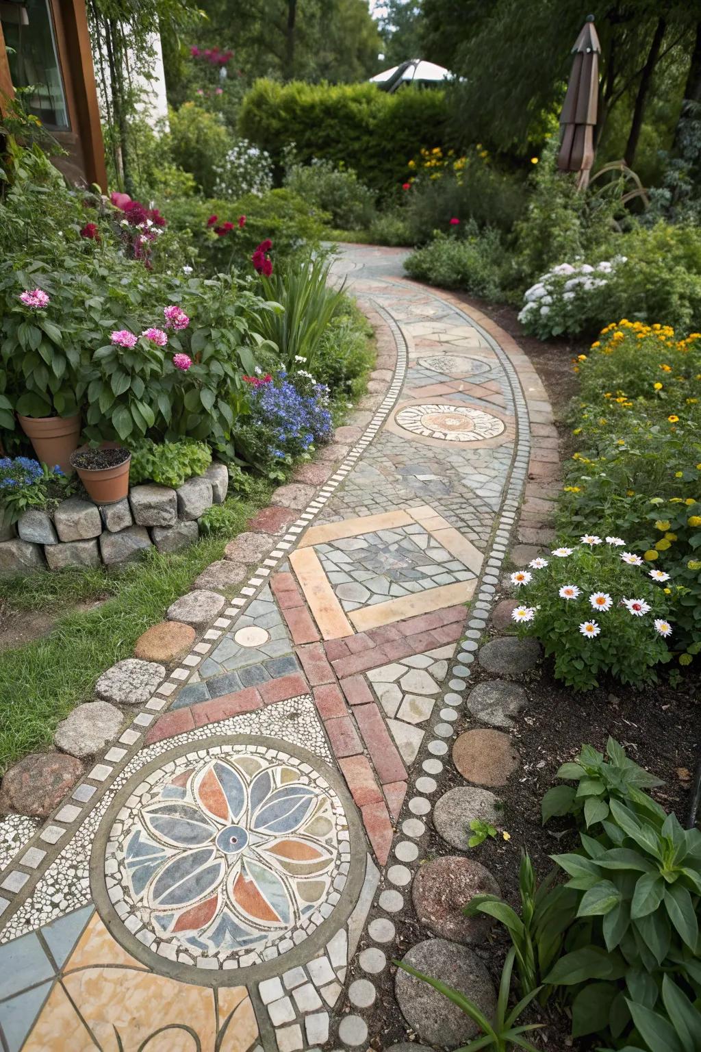 Create a colorful mosaic walkway that inspires and delights.