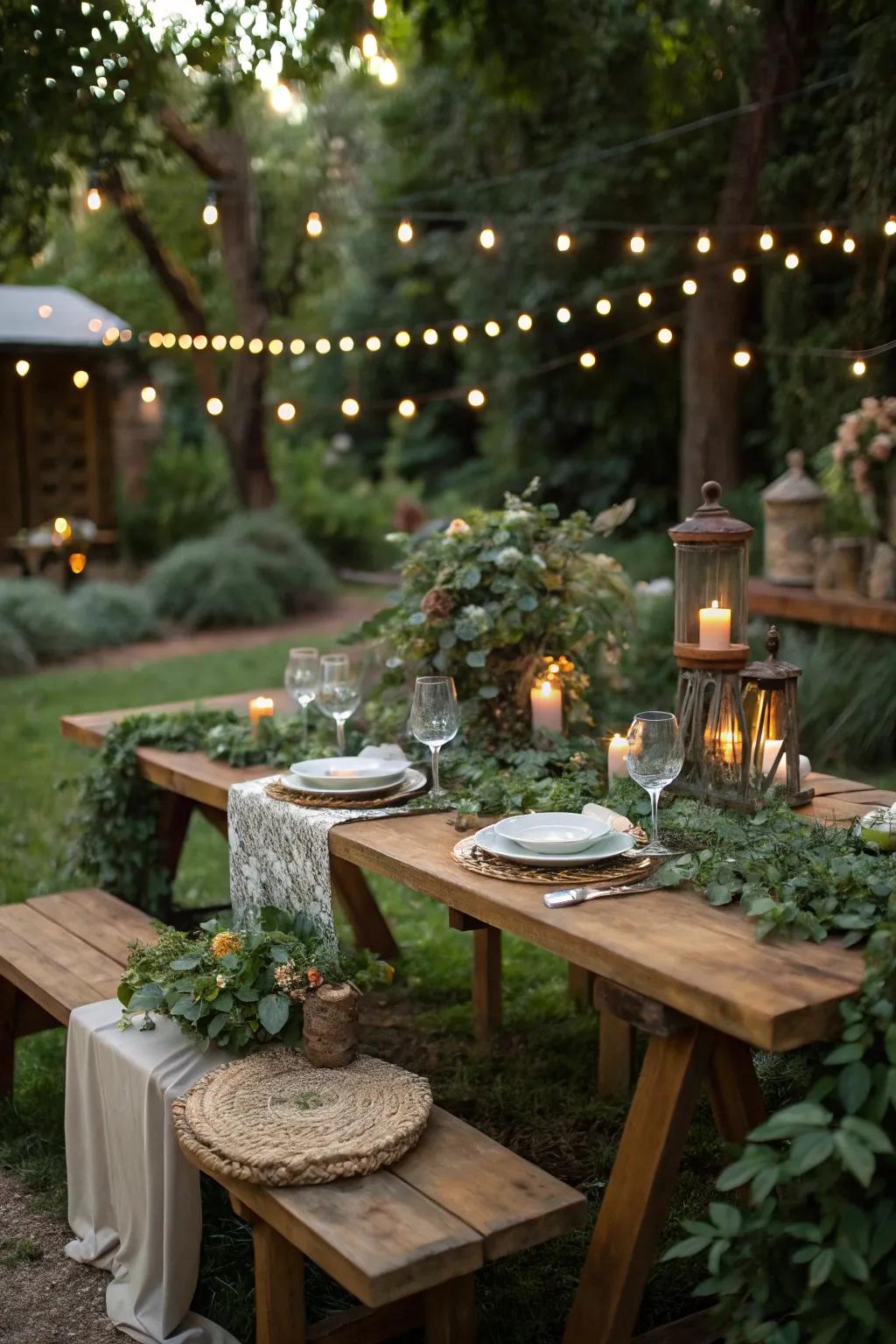 Nature-themed arrangements ideal for an outdoor 18th birthday party.