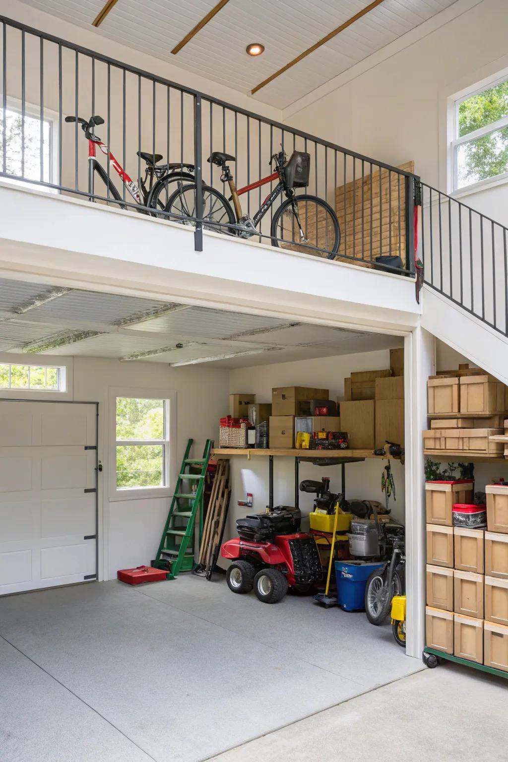 Utilize vertical space by building a loft for those extra storage needs.
