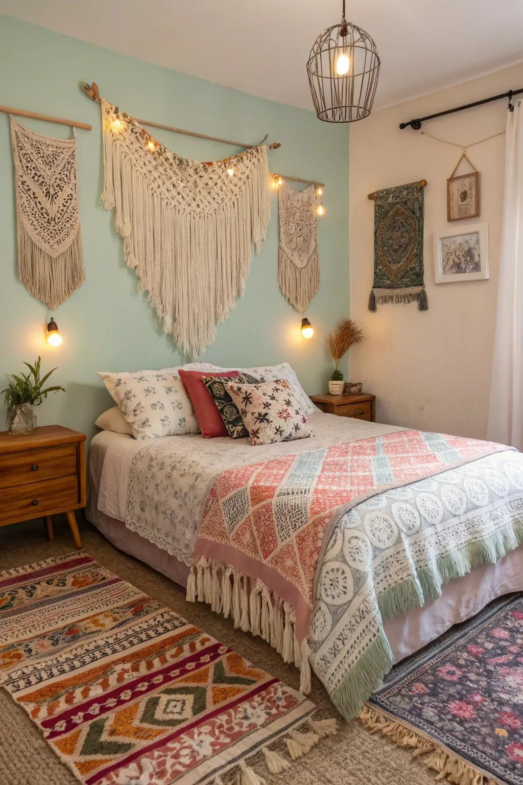 The addition of eclectic charm comes from bohemian elements.
