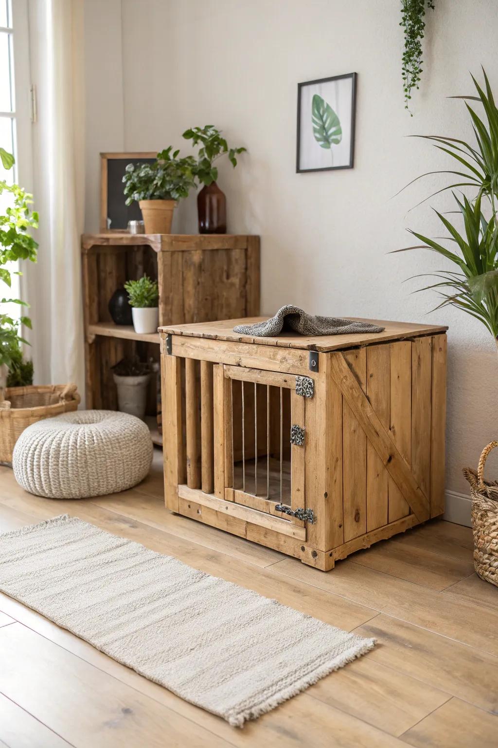 Wood and bamboo crates offer a touch of organic elegance.