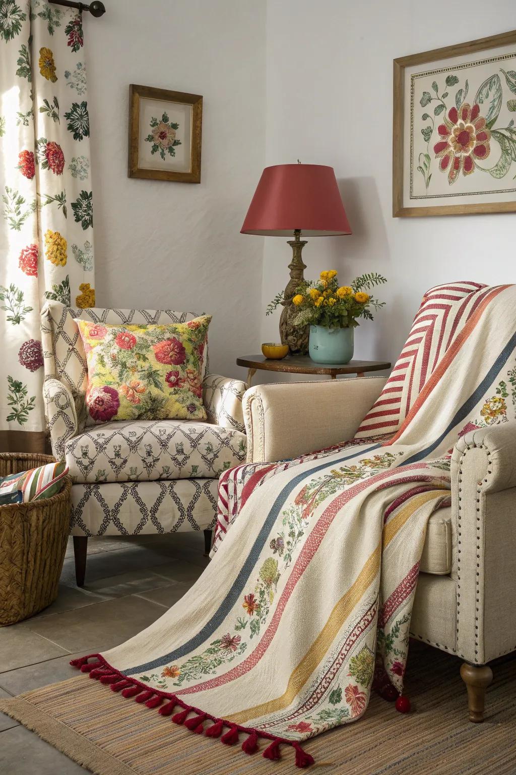 A playful mix of designs brings visual interest.