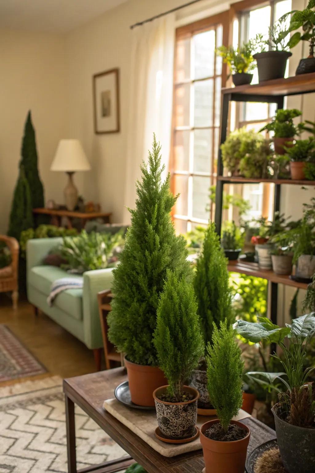 Fir trees brighten the winter home