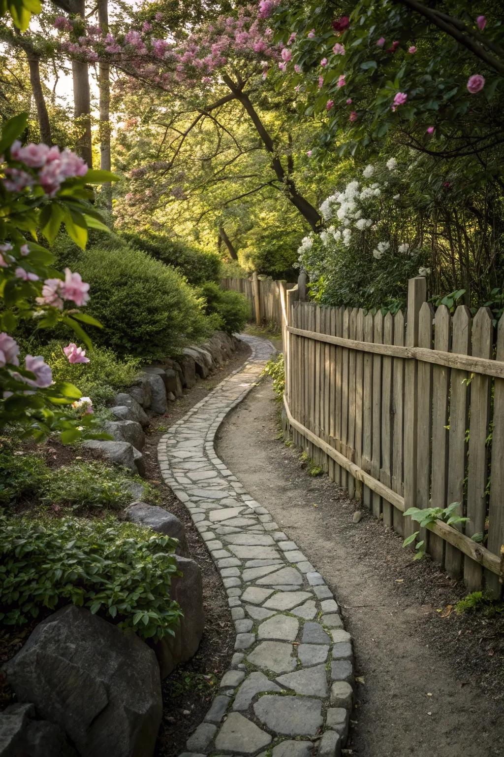 Stone edging offers structure and elegance.