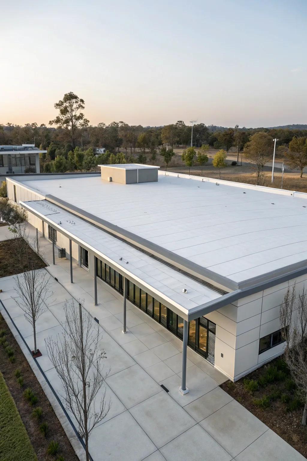 Simple and effective, one-ply roofing is ideal for contemporary designs.