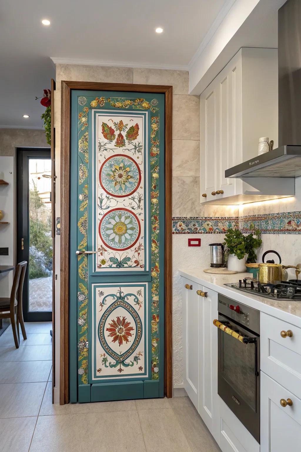 A culturally-inspired door, incorporating a global charm.