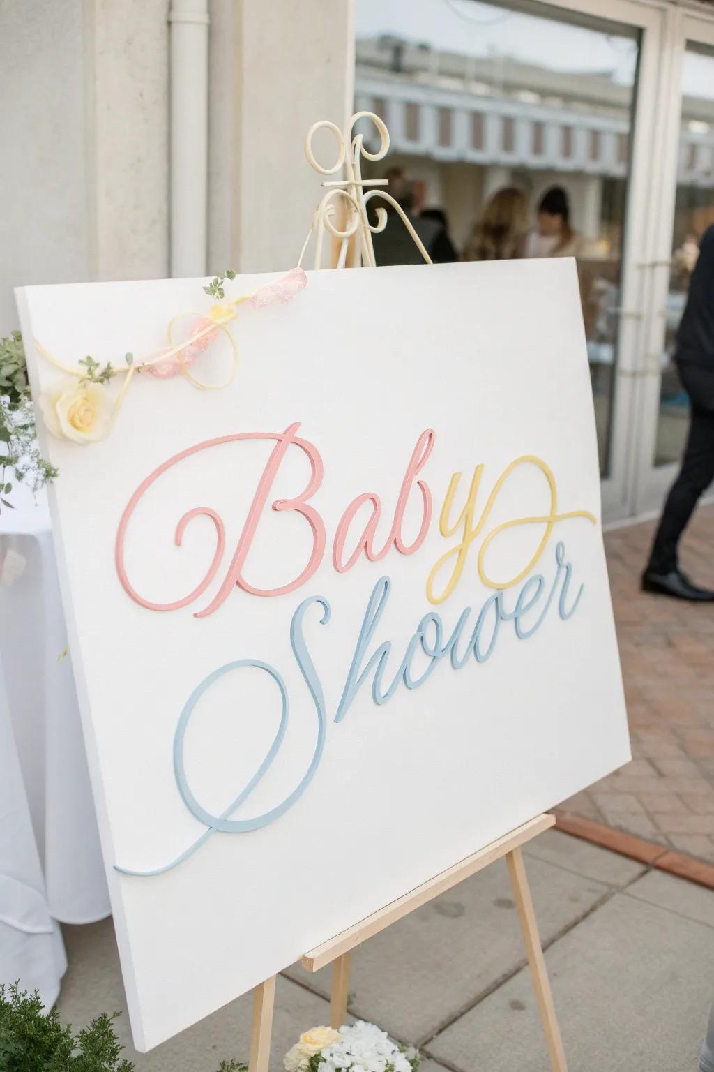 Elegant fonts improve the sophistication of your baby shower decorations.