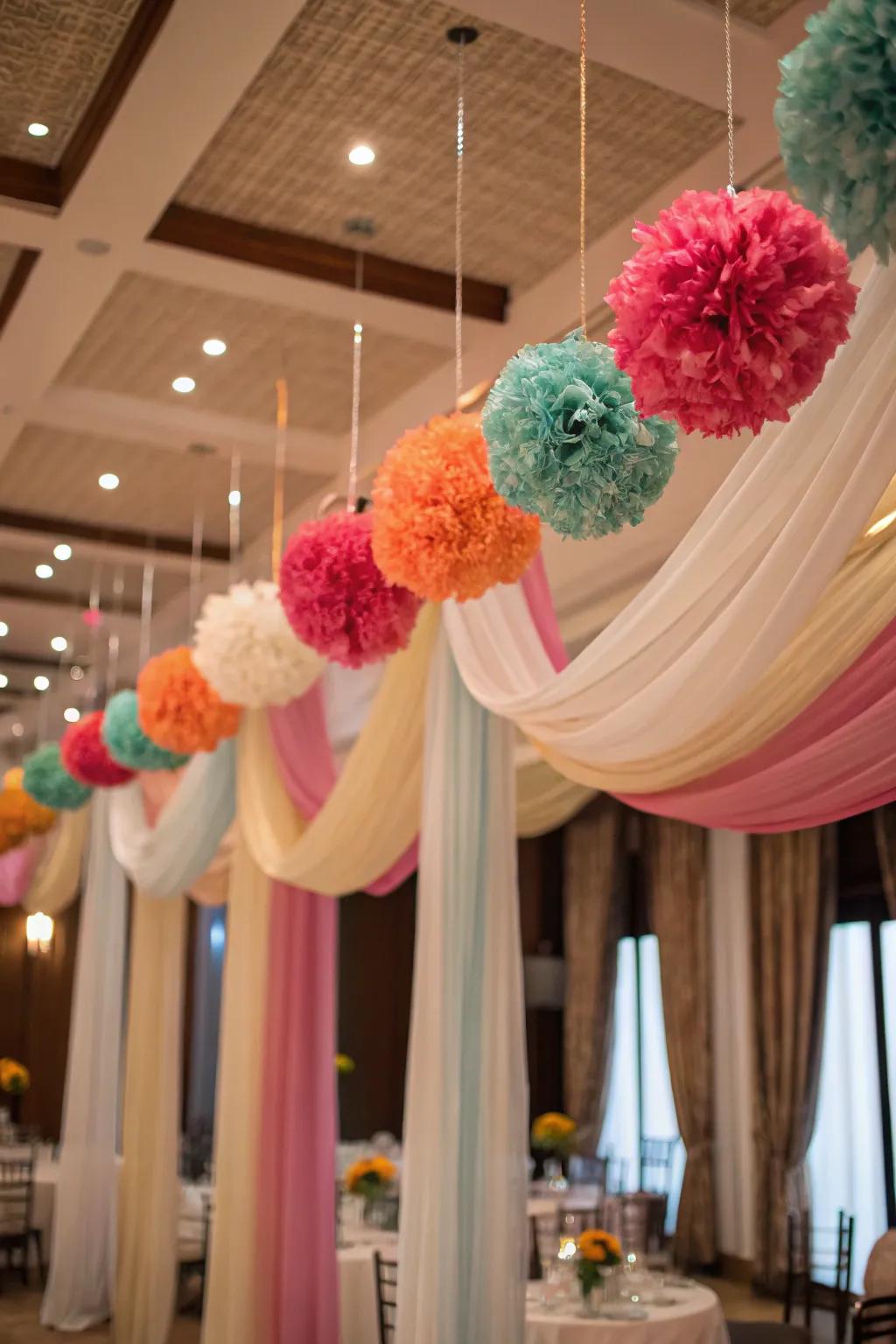 Suspended decor elements that transform the space.