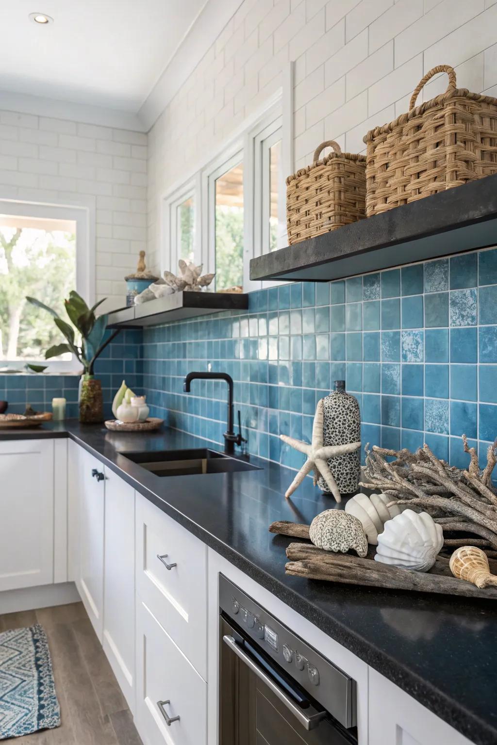 Sky splashbacks bring a refreshing and serene vibe to cooking spaces.