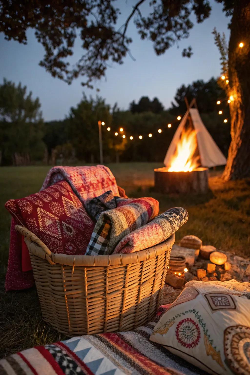 Maintain your guests' comfort with an abundance of wraps and cushions.