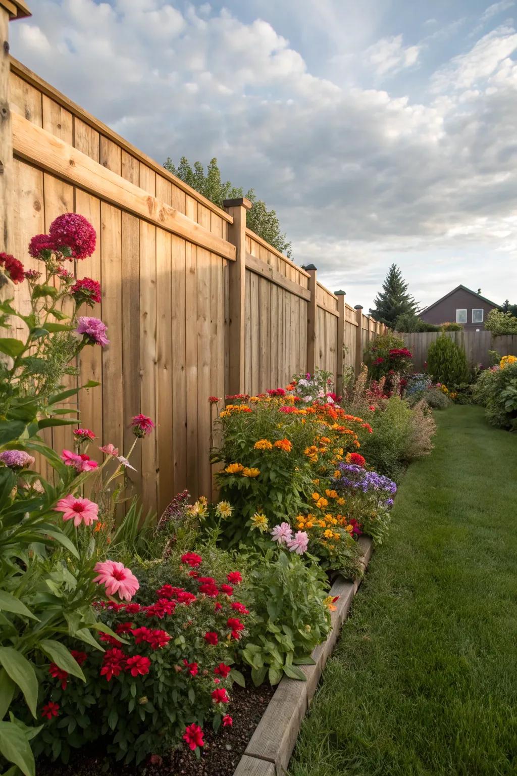 A vibrant flowerbed adds vibrancy and vitality to any corner.