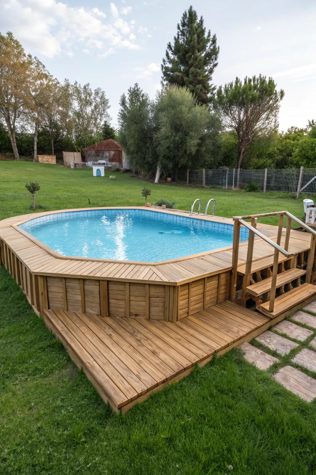 An elevated pool enhanced with tailored paneling.