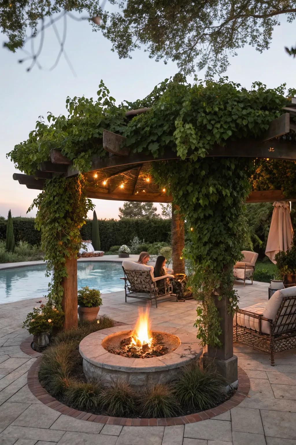 Glowing elements bring warmth and charm to pergola settings.