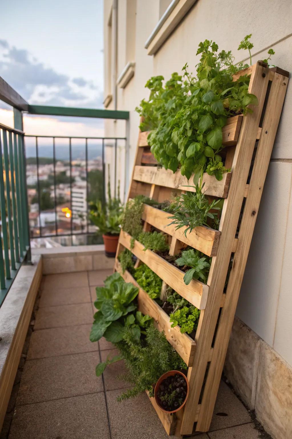 A wood sheet planter is a creative and cheap way to make an herb garden.