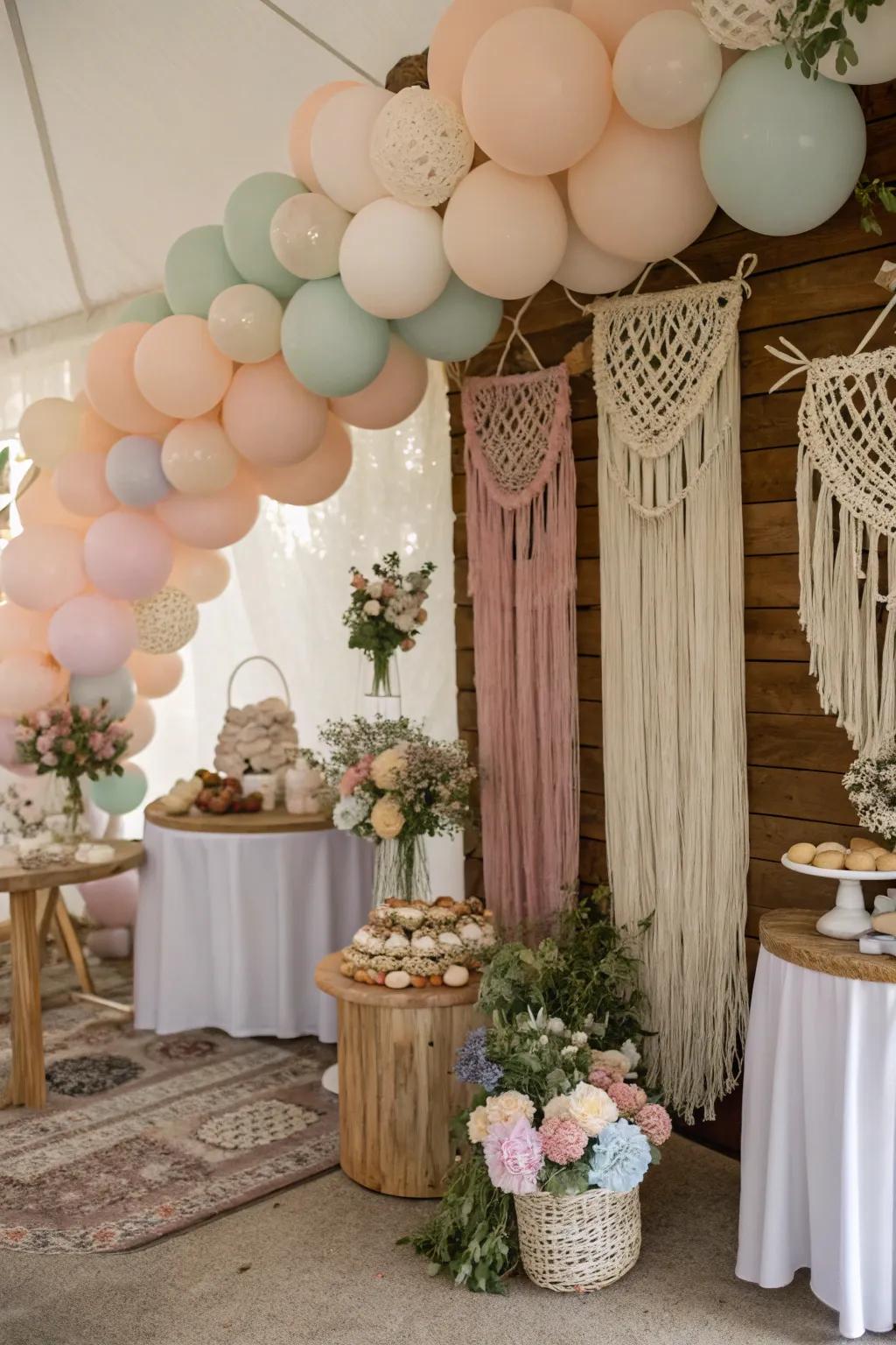 Boho elegant balloons create a relaxed, stylish atmosphere.