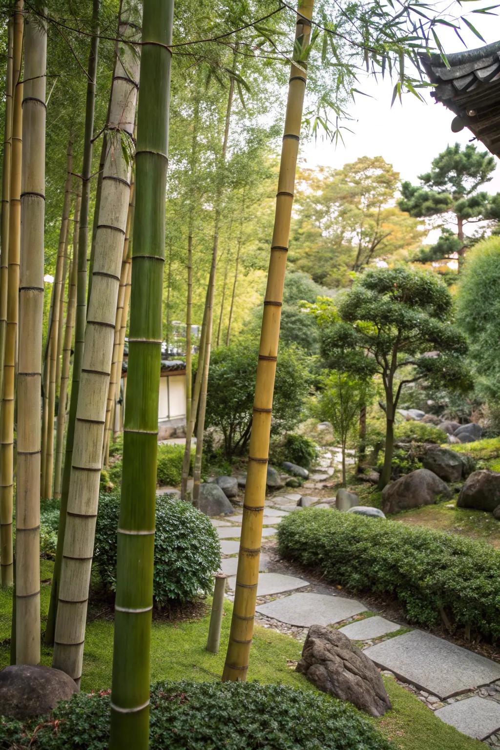 A garden showcasing reeds of varying heights for a tiered look.