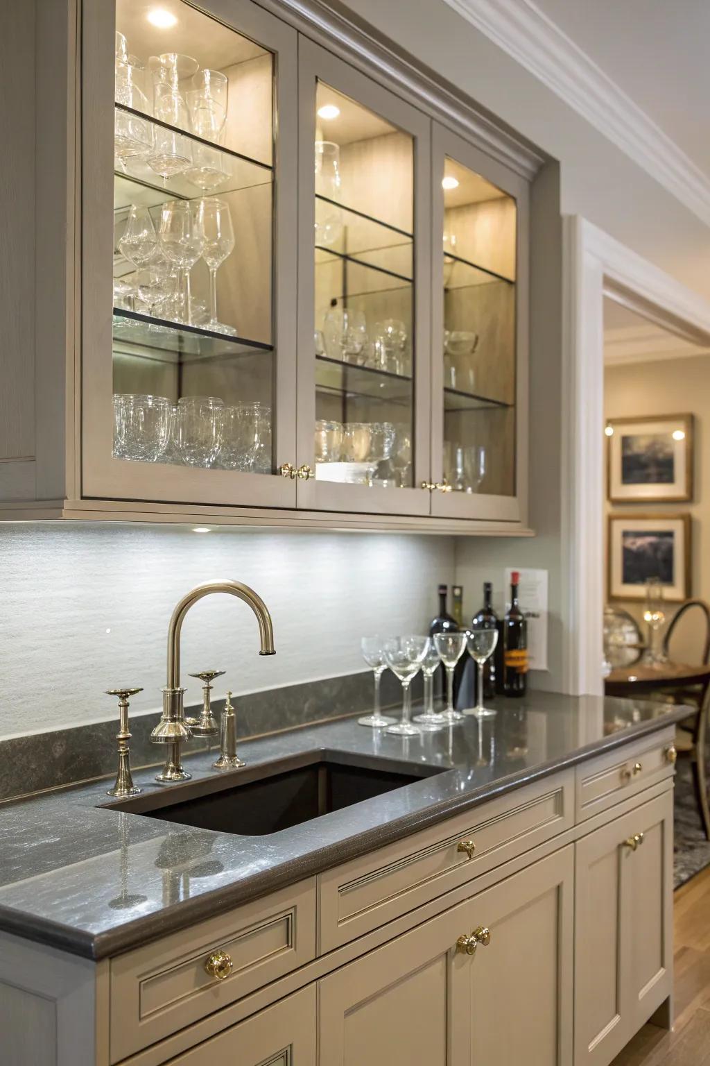 A wet bar offers unparalleled convenience for entertaining.