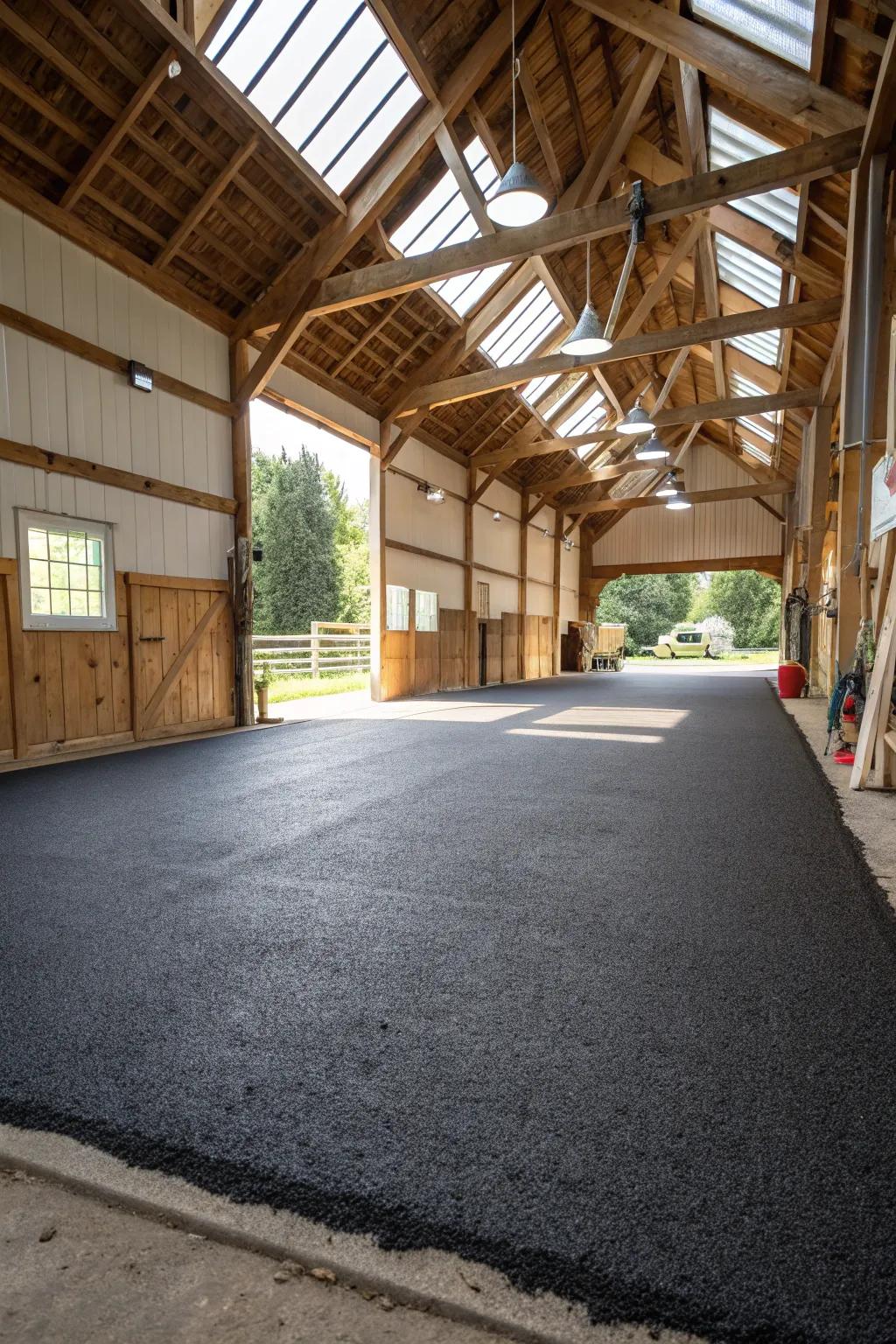 Asphalt floors provide a cost-effective, smooth solution.