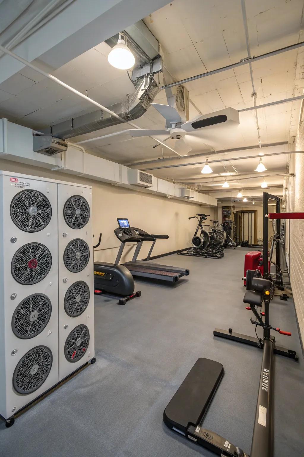 Good air circulation is vital for a comfy workout environment.