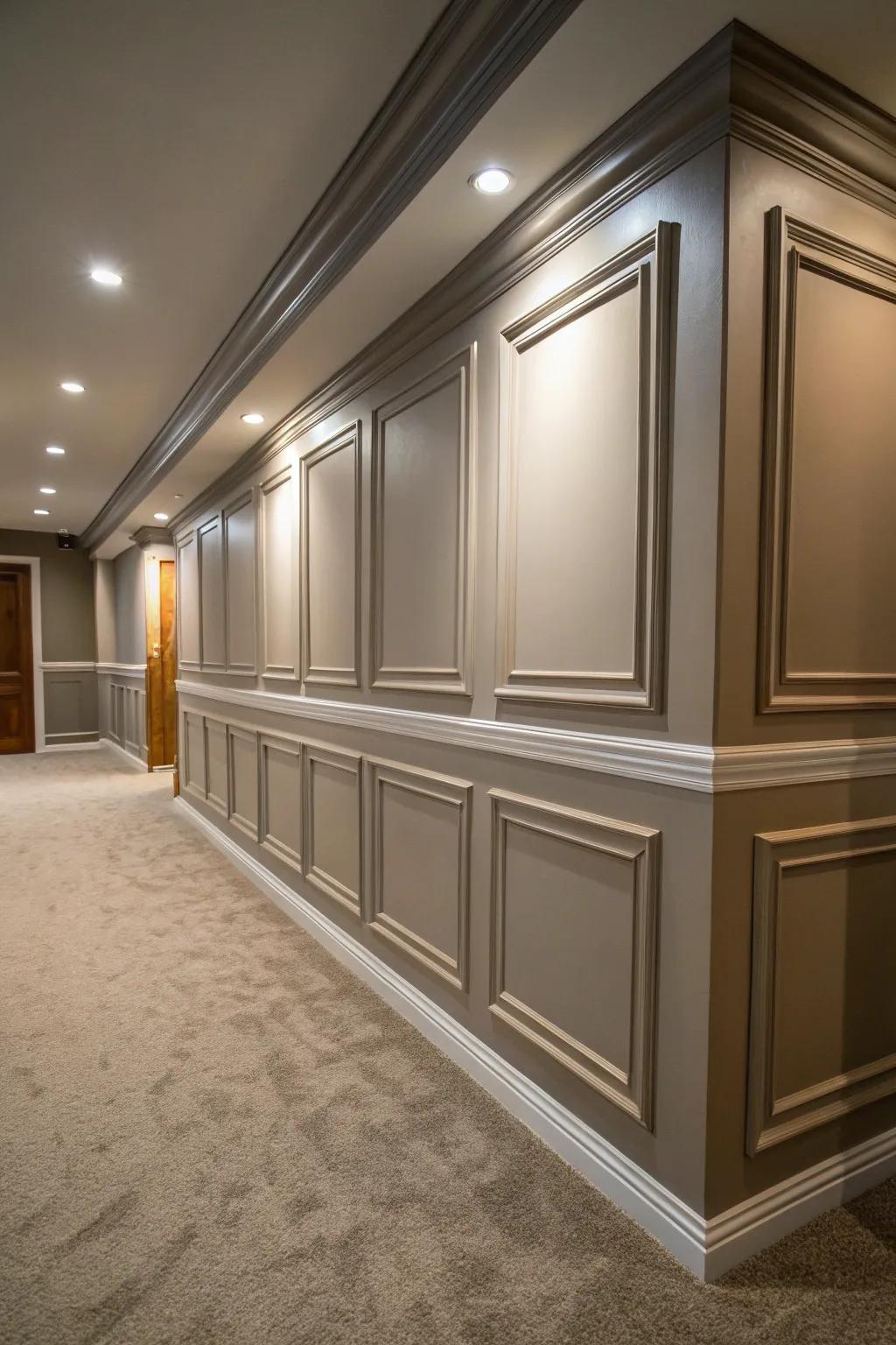 Tiered trim enriches depth and appeal.