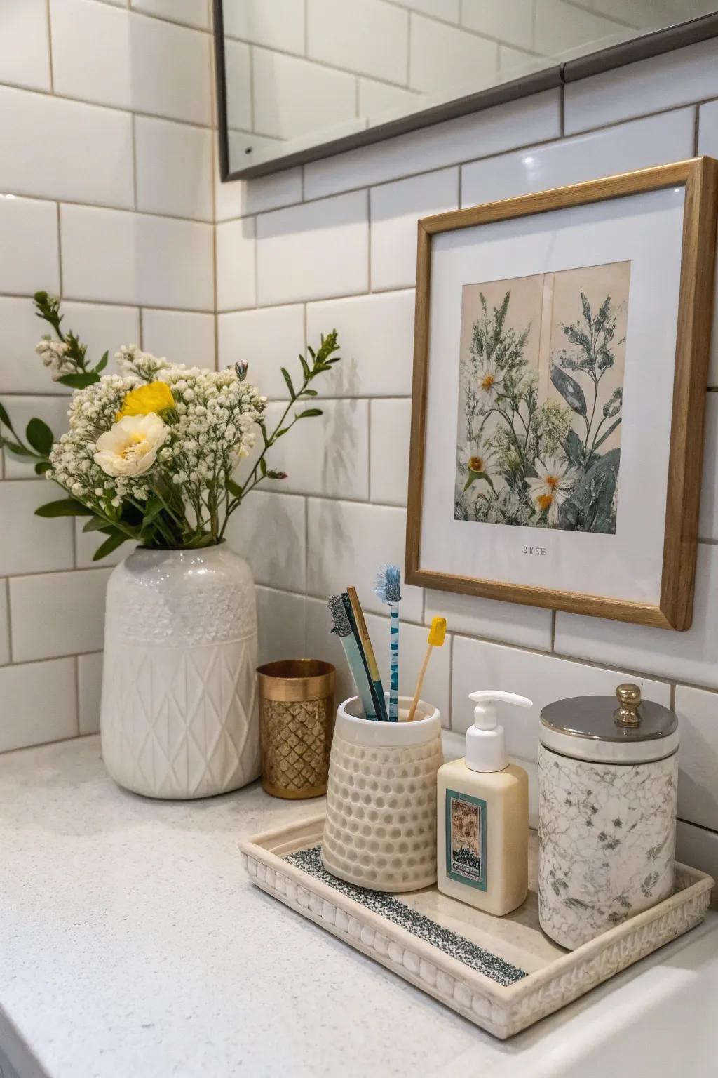 Personalize your bathroom with art that embodies your style.