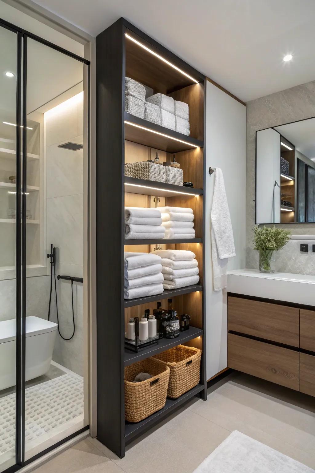 Combined stowage portionings provide usefulness and style.